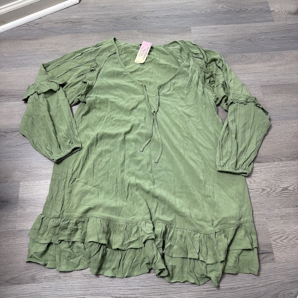 VENUS Ruffle Mini Dress - Basil Medium - Picture 3 of 6